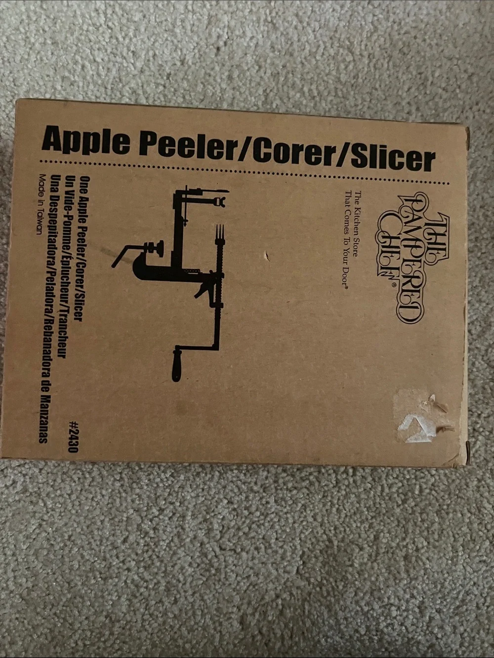 The Pampered Chef Brown Kraft Apple Peeler/Corer/Slicer Box - used